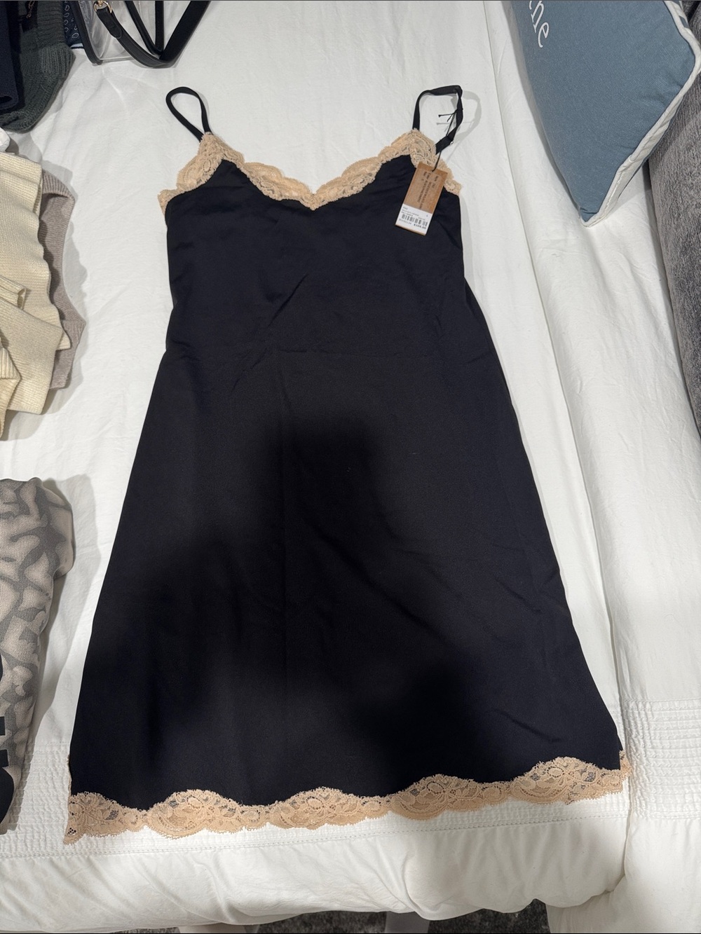 Only Hearts Black Slip with Beige Lace Trim
